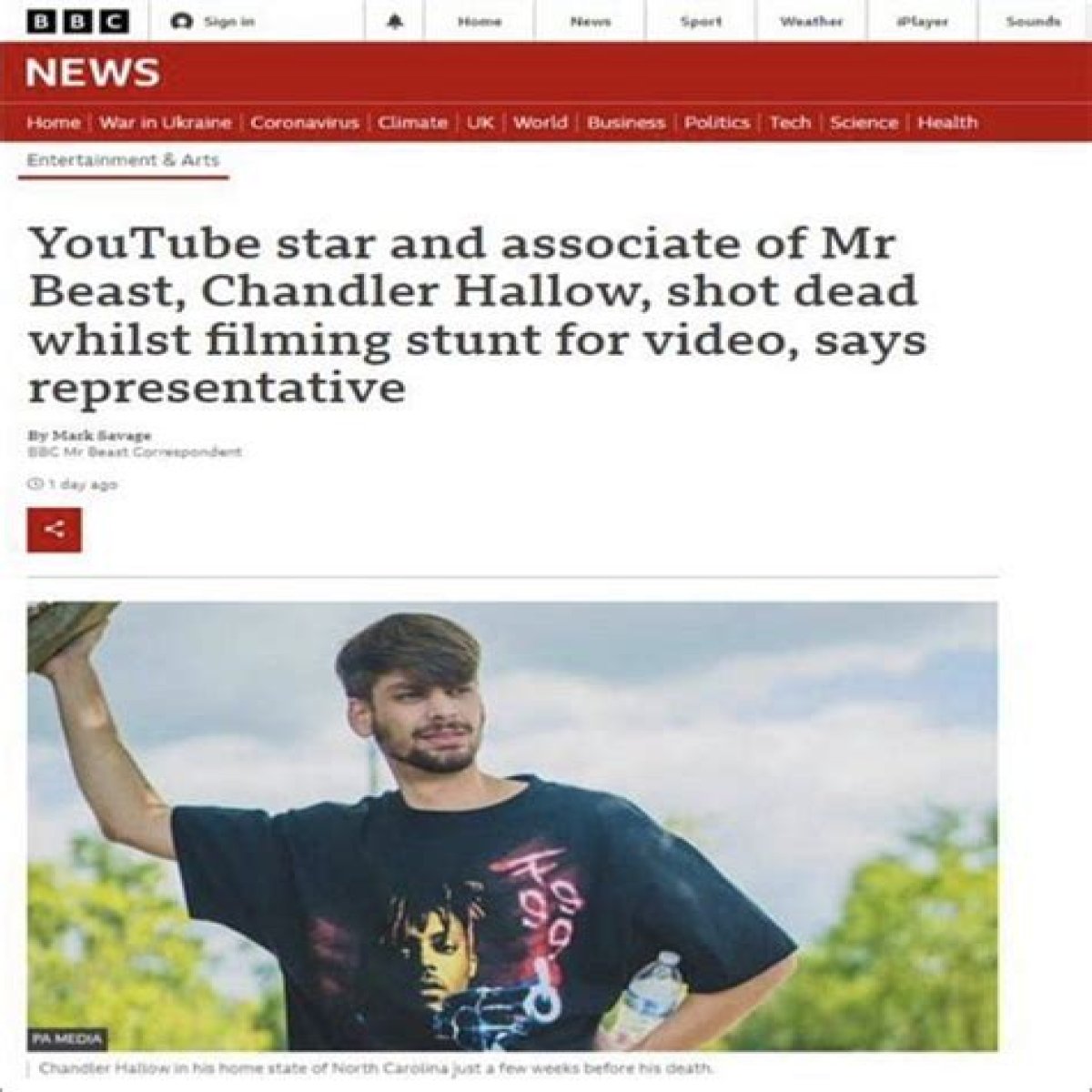 Is Chandler Hallow Really Dead Or BBC News Made A Blunder? YouTube Star Death Fact Check